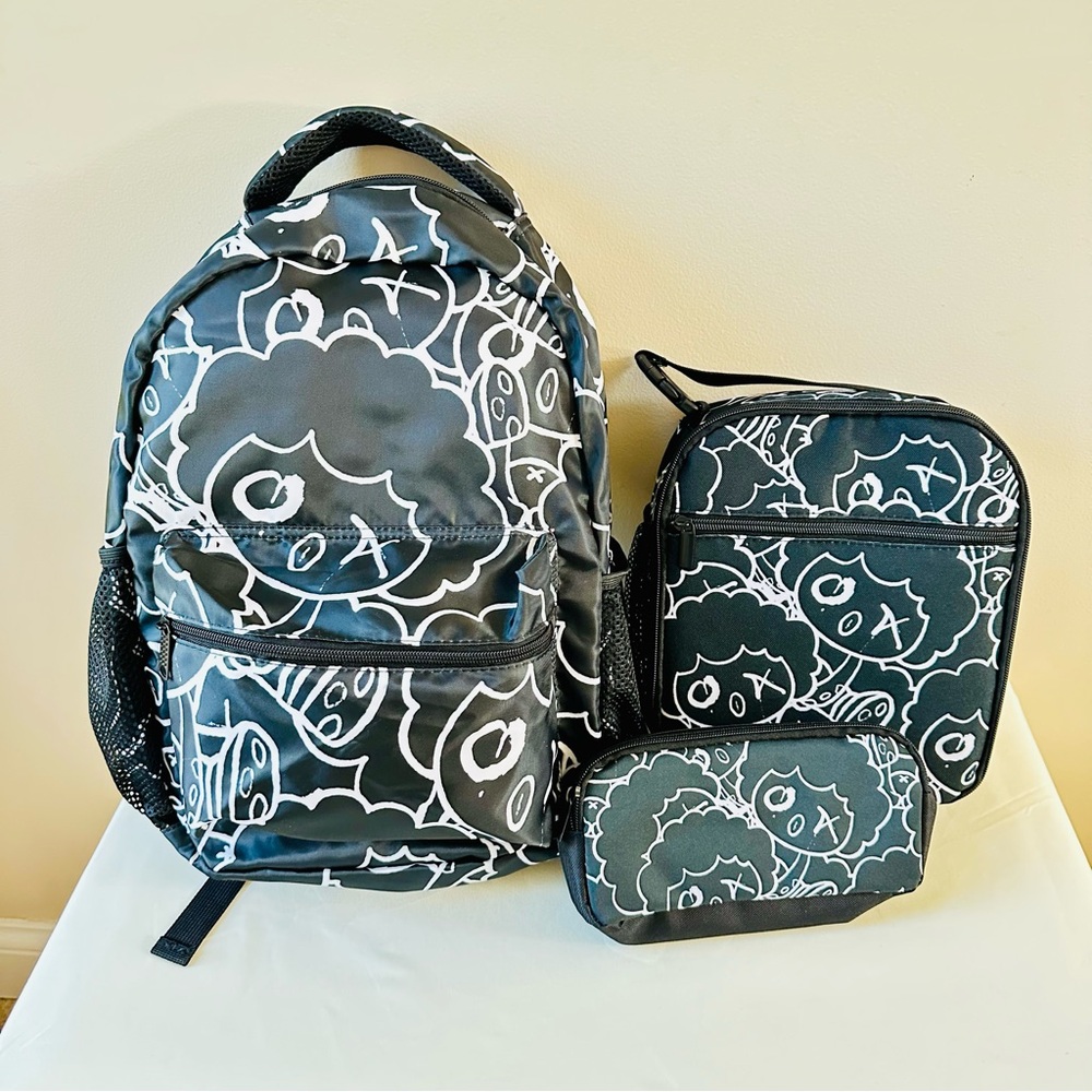 Stylish Black and White Backpack Set